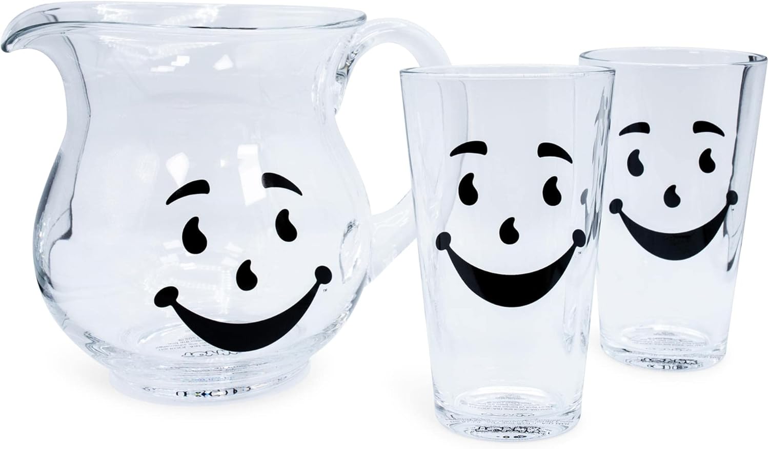 Kool-Aid Man 64 oz Glass Pitcher + 2 Glasses